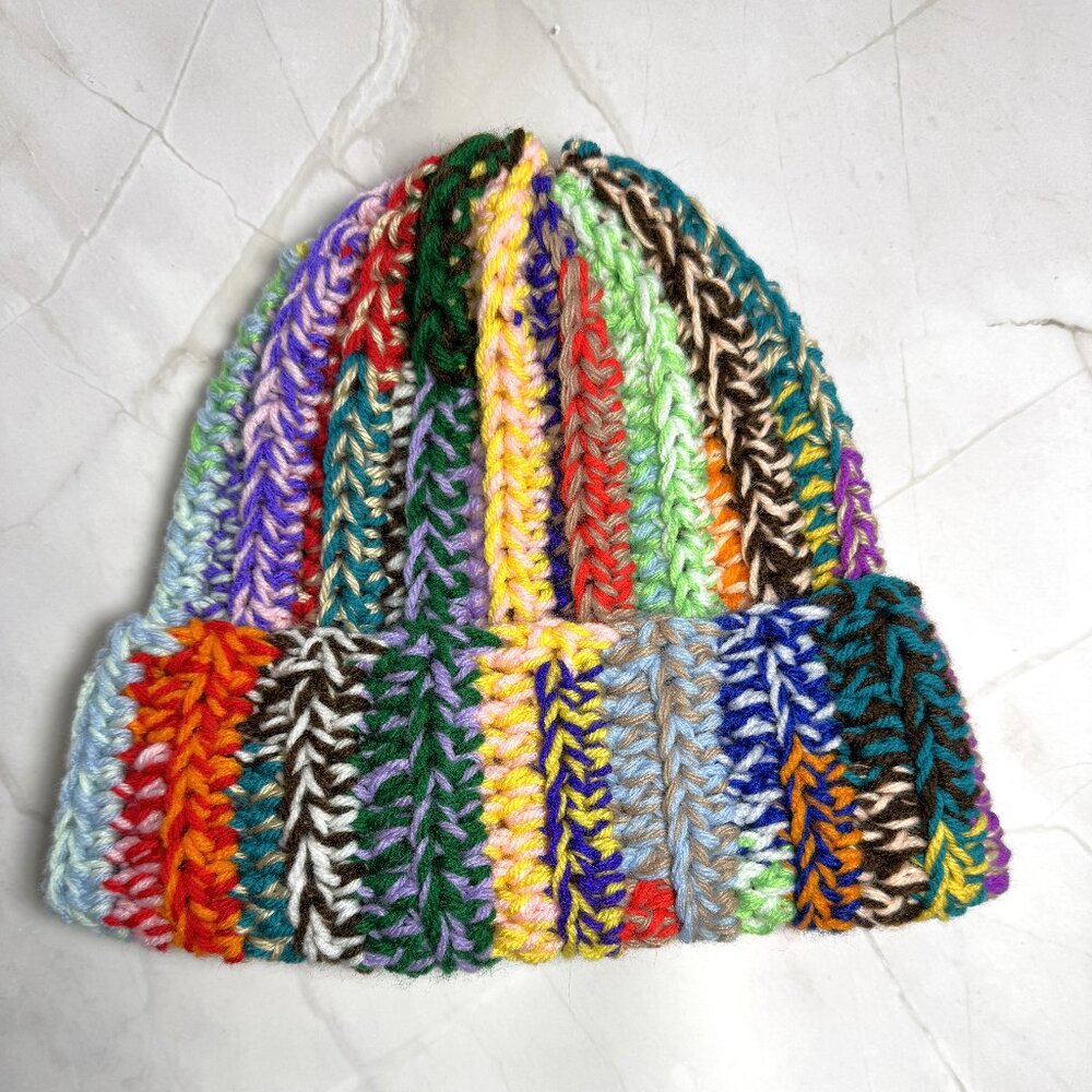 Chunky Multicolor Beanie, Crochet Chunky Beanie, Chunky Scrap Beanie